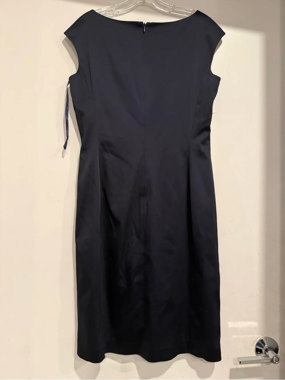 Lauren Ralph LAUREN Sapphire Sheath Dress Satin Cocktail Special Occasion Sz 12 - Picture 3 of 5